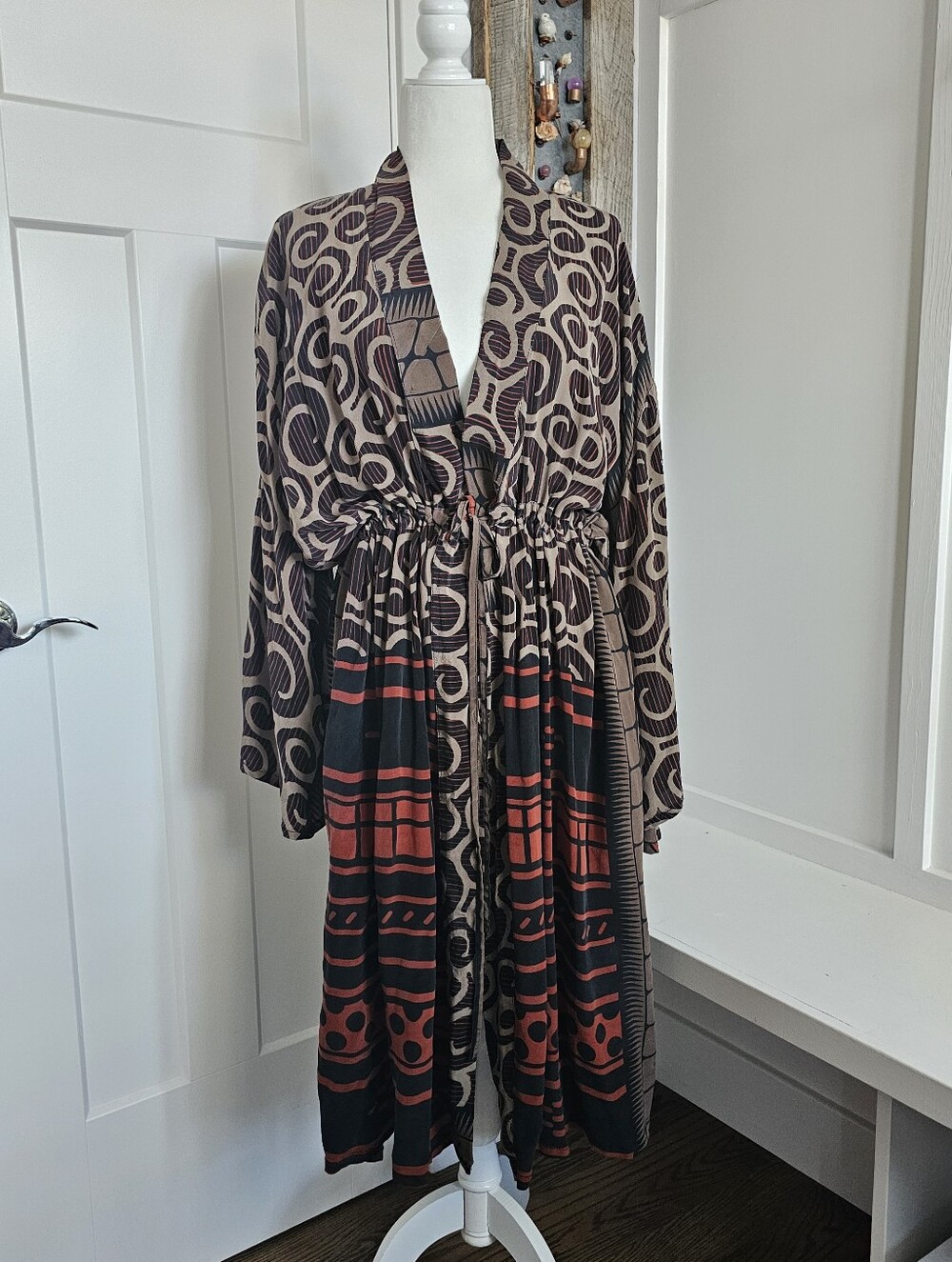 Kantha Bae OS Crepe Robe Kimono Belted Duster KB14